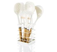 Nordic Utensilios Cocina de Nylon 6 Piezas, Cesto, Mangos Efecto Madera, Sin BPA