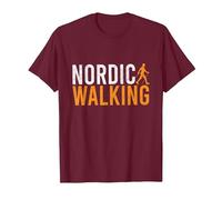 Nordic Walking I Bastones De Marcha Nórdica Camiseta, Hombre, Granate, M