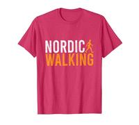 Nordic Walking I Bastones De Marcha Nórdica Camiseta, Hombre, Rojo Jaspeado, 3XL