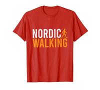 Nordic Walking I Bastones De Marcha Nórdica Camiseta, Hombre, Rojo, M