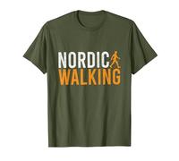 Nordic Walking I Bastones De Marcha Nórdica Camiseta, Hombre, Verde Oliva, M