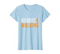 Nordic Walking I Bastones De Marcha Nórdica Camiseta, Mujer, Azul Bebé, XS