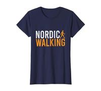 Nordic Walking I Bastones De Marcha Nórdica Camiseta, Mujer, Azul Marino, M
