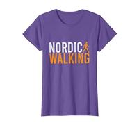 Nordic Walking I Bastones De Marcha Nórdica Camiseta, Mujer, Morado Jaspeado, L