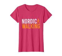 Nordic Walking I Bastones De Marcha Nórdica Camiseta, Mujer, Rojo Jaspeado, M