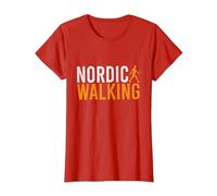 Nordic Walking I Bastones De Marcha Nórdica Camiseta, Mujer, Rojo, M
