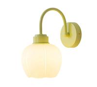 Nordic Wall Sconce Green Wall Lighting Fixture White Glass Pumpkin Wall Lamp, Modern Wall Mount Lights E27 Sconces for Indoor Living Room Bedroom Restaurant Cafe Bar