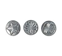 Nordic Ware Pretty Pleated Stamps (Set of 3) Sturdy Cast Aluminium Cookie Stamp Set Juego de Prensa de Galletas Fabricado en los Estados Unidos, Aluminio Fundido con Asas de Madera, Plata
