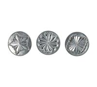 Nordic Ware Pretty Pleated Stamps (Set of 3) Sturdy Cast Aluminium Cookie Stamp Set Juego de Prensa de Galletas Fabricado en los Estados Unidos, Aluminio Fundido con Asas de Madera, Plata