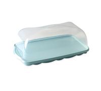 Nordic Ware caja para tartas de plástico, caja rectangular para conservar y transportar productos de repostería, con sistema de bloqueo y tapa transparente, fabricada en EE. UU., color: azul
