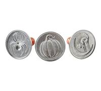 Nordic Ware Juego de 3 sellos de galletas de Halloween de aluminio fundido resistente, juego de prensa de galletas fabricado en los Estados Unidos, juego de prensa de galletas resistente y duradero,