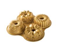 Nordic Ware Molde Bundt Quartet – Aluminio fundido, 9 tazas, múltiples diseños, dorado