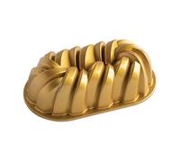 Nordic Ware Molde trenzado para pan, molde original de aluminio fundido, molde para tartas con patrón trenzado, fabricado en Estados Unidos, color: dorado