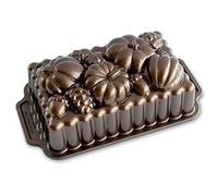 Nordic Ware Molde para tartas con motivos otoñales, bandeja para bizcocho con delicado diseño de calabazas, molde antiadherente de aluminio fundido, fabricado en EE. UU., color: bronce