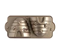 Nordic Ware Molde para tartas de colmena, molde de aluminio fundido 3D, molde para tartas con patrón de abeja de miel, molde de pastel premium fabricado en los Estados Unidos, color: dorado, capacidad