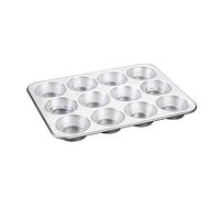 Nordic Ware Naturals - Molde para magdalenas de 12 cavidades, bandeja para magdalenas con conductividad superior del calor, utensilios para hornear de primera calidad para golosinas doradas uniformemente, fabricado en los Estados Unidos, plata