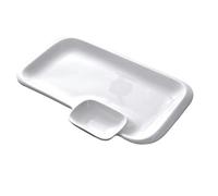 Nordic Wind Home - Plato rectangular para patatas fritas con marco de cerámica blanca pura, 30,5 cm con plato de salsa