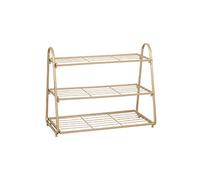 Nordic Zapatero de 3 niveles de metal dorado con capacidad para 9 12 pares, elegante solución de almacenamiento para sala de estar, estante de zapatos de diseño moderno