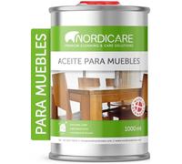 Nordicare Aceite para muebles [1L] Aceite incoloro para madera para el cuidado de roble, haya, nogal, pino. Esmalte para madera a base de aceite de linaza. Barniz de aceite de linaza