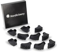 NORDICBERRY Nordic Walking Pads para asfalto, piedra o terreno - Juego de 10 con 5 pares de topes de goma para todo tipo de bastones de marcha nórdica, color negro