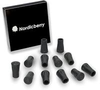 NORDICBERRY Nordic Walking Pads para asfalto, piedra o terreno - Negro - 6 pares de topes de goma - Apto para todo tipo de bastones de marcha nórdica