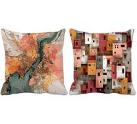 Nórdico Funda Cojin 75x75 Geometría Fundas Cojines Sofa Juego de 2 Cojines Exterior Suave Decoración Cushion Covers con Cremallera Oculta para Verano Exterior Patio Balcón Jardín Oficina Sofá o-8745i