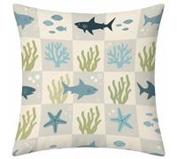 NóRdico Fundas Cojines 30x30 Juego de 1, TiburóN Fundas Cojines 30x30cm, Suave Terciopelo Cuadrado Pillow Case con Cremallera Oculta, Cushion Covers para Decoracion Hogar Sala de Estar Regalo G-7328