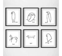 NóRdico Minimalista Pared Arte Picasso Animales Poster Abstracto LíNea Arte Lienzo Cuadro Arte Escandinavo Pintura Pinturas Hogar Decoracion Sin Marco 20x30cm×6pcs