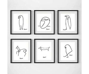 NóRdico Minimalista Pared Arte Picasso Animales Poster Abstracto LíNea Arte Lienzo Cuadro Arte Escandinavo Pintura Pinturas Hogar Decoracion Sin Marco 20x30cm×6pcs
