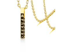 Nórdico vikingo runa collar vikingo anciano Futhark 3D bar colgante collares para hombres mujeres, acero inoxidable vintage mitología amuleto pagano joyería regalo (Runa vikinga-G)