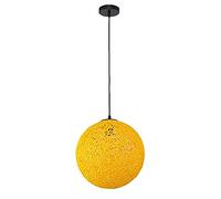 Nórdicos Creativos Globos De Cáñamo De Ratán E27 Luz Colorida Colgante Restaurante Araña Isla De Cocina Techo Esférico Nido De Ratán Sombra Bar Decoración Dormitorio Dropligh/Beige/30Cm/Amarillo/35Cm