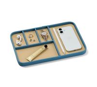 Nordik - Bandeja de cuero para valet - Azul Nordik - Bandeja de cuero vegano de gran tamaño de 30 x 20 cm - Elegante organizador de mesita de noche para hombres - Moderno organizador de mesita de