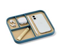 Nordik - Bandeja de cuero para valet - Azul Nordik - Bandeja mediana de cuero vegano de 9.5 x 7.9 pulgadas - Elegante organizador de mesita de noche para hombres - Moderno organizador de mesita de
