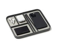 Nordik - Bandeja de cuero para valet - Gris Sahara - Bandeja de mesita de noche elegante y organizada de cuero vegano de primera calidad para hombres, bandeja EDC para llaves, relojes, carteras, joyas