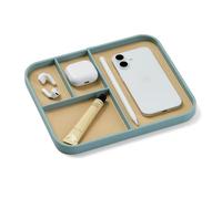 Nordik - Bandeja de cuero para valet - Niebla de espuma de mar - 24 x 20 cm - Bandeja mediana de cuero vegano - Elegante organizador de mesita de noche para hombres - Moderno organizador de mesita de
