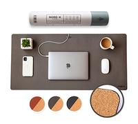 Nordik - Tapete organizador de cables de cuero de corcho (gris plomizo, 89 x 43 cm), alfombrilla extendida de alta calidad para accesorios de oficina en casa, protector de escritorio de cuero vegano
