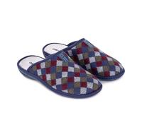 NORDIKAS - Zapatillas de Casa Hombre Boreal Arlequin Marino - Pantunflas Antideslizantes Hechas en España con Suela de Memoria (Azul, Sistema tallas calzado EU, Adulto, Hombre, Números, mediano, 45)