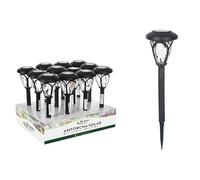 NORDIQ - Luz Solar Exterior Jardin - Luz Solar Jardin LED Potentes - Focos LED Solares Decorativos - Lamparas Solares Terraza, Caminos - Iluminacion Exterior Solar - Pack 12 - Negras