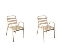 NORDIQ - Sillas Jardin Exterior - Silla Terraza Exterior - Pack de 2 Sillas Apilables - Sillones Terraza de Aluminio Resistente, Ideal para Balcón Jardin o Piscina - Respaldo Alto Clásico - Taupe