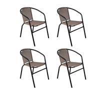 NORDIQ - Sillas Jardin Exterior - Silla Terraza Exterior - Pack de 4 Sillas Apilables - Sillones Terraza de Acero Resistente, Cómoda y Durable, Ideal para Balcón, Porche o Piscina - Marron