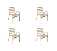 NORDIQ - Sillas Jardin Exterior - Silla Terraza Exterior - Pack de 4 Sillas Apilables - Sillones Terraza de Aluminio Resistente, Ideal para Balcón Jardin o Piscina - Respaldo Alto Clásico - Taupe