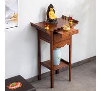Nordivo Mesa Altar de Buda con Almacenamiento, Mesa de oración de bambú para meditación, Mueble Chino para Dios de la Riqueza(Brown,L80*100cm/31.5 * 39in)