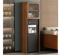 Nordivo Soporte Dispensador De Agua con Armario, Organizador 2 Niveles, Estantería Estación Café para Mini Refrigerador, Soporte Microondas,Robot Aspirador Oculto(Brown,H170CM/67IN)