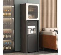 Nordivo Soporte Dispensador De Agua con Armario, Organizador 2 Niveles, Estantería Estación Café para Mini Refrigerador, Soporte Microondas,Robot Aspirador Oculto(Black,H170CM/67IN)