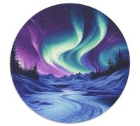 Nordlichter 1000p Rompecabezas Redondo Adultos-Niños Nordlichter Sky Night Light Sternenhimmel Circular Puzzle Niños: Decoración Hogar Infantil Imposible 3D CKunstón 1000pcs (67.5x67.5cm)