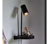 Nordlux Aplique Cody, con estante y puerto USB, negro