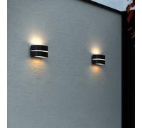 Nordlux Aplique de exterior Sibelis, arriba/abajo, negro, plástico, E27