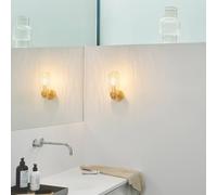 Nordlux Aplique de pared Tutan, metal, cristal, E14, IP44, color latón