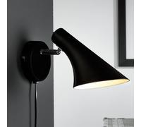 Nordlux Aplique de pared Vanila, interruptor, cable de enchufe, negro
