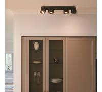 Nordlux Downlight Pitcher, negro/latón, 4 luces, metal, GU10